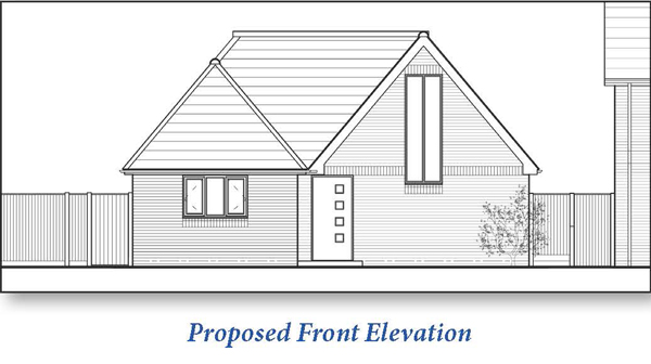 Lot: 60 - LAND WITH PLANNING FOR CHALET BUNGALOW - Proposed Front Elevation